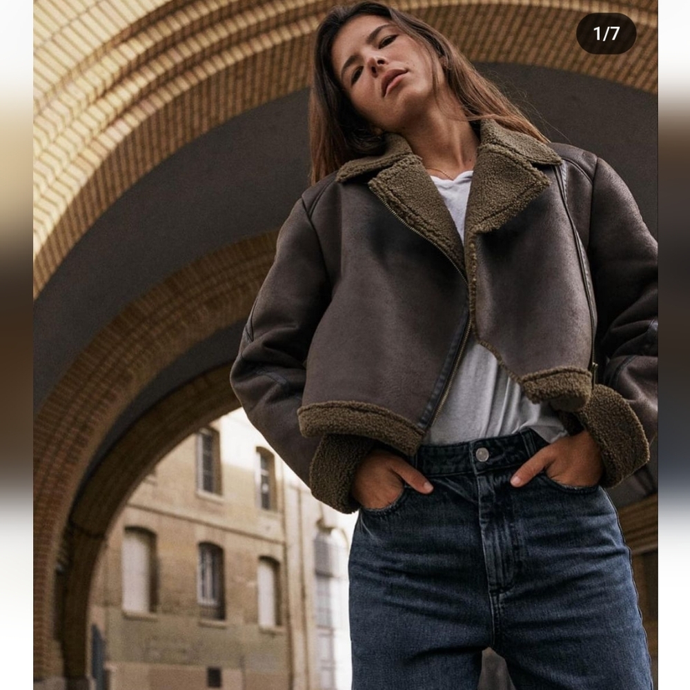 Zara NWT shearling jacket XS